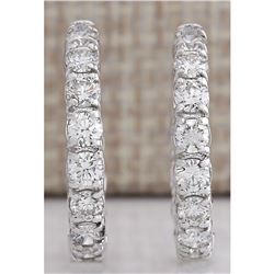 2.60 CTW Natural Diamond Hoop Earrings 14k Solid White Gold