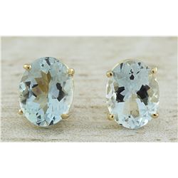 3.00 CTW Aquamarine 18K Yellow Gold Earrings