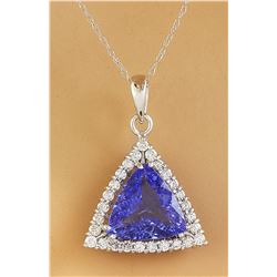 3.00 CTW Tanzanite 14K White Gold Diamond Necklace