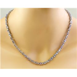 35.90 CTW Tanzanite 18K White Gold Diamond Necklace