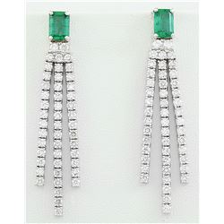 4.62 CTW Emerald 18K White Gold Diamond Earrings