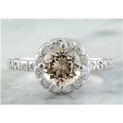 1.34 CTW Morganite 18K White Gold Diamond Ring