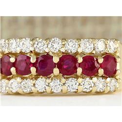 1.60 CTW Natural Ruby And Diamond Ring In 14k Yellow Gold