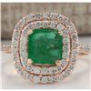 Image 1 : 2.02 CTW Natural Colombian Emerald And Diamond Ring In 18K Rose Gold