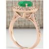 Image 3 : 2.02 CTW Natural Colombian Emerald And Diamond Ring In 18K Rose Gold