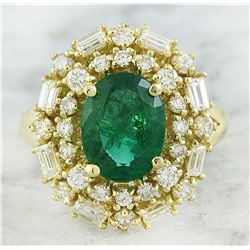 3.73 CTW Emerald 18K Yellow Gold Diamond Ring