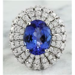 5.45 CTW Tanzanite 18K White Gold Diamond Ring