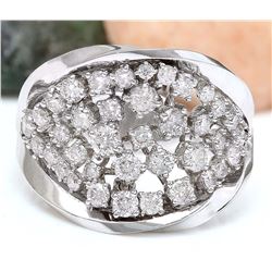1.40 CTW Natural Diamond 18K Solid White Gold Ring