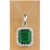 Image 1 : 3.73 CTW Emerald 18K White Diamond Necklace