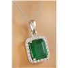 Image 2 : 3.73 CTW Emerald 18K White Diamond Necklace