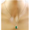 Image 3 : 3.73 CTW Emerald 18K White Diamond Necklace