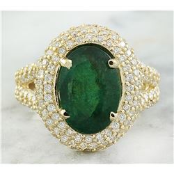 5.67 CTW Emerald 14K Yellow Gold Diamond Ring