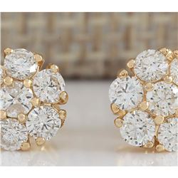 1.00 CTW Natural Diamond Earrings 18K Solid Yellow Gold