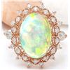 Image 1 : 4.50 CTW Natural Opal 18K Solid Rose Gold Diamond Ring