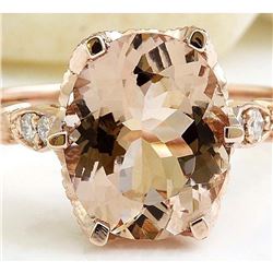 2.15 CTW Natural Morganite 14K Solid Rose Gold Diamond Ring