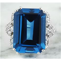 20.40 CTW Topaz 14K White Gold Diamond Ring