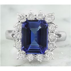5.06 CTW Tanzanite 18K White Gold Diamond Ring