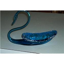  Cobalt  Blue WV Glass Enamel Vinyl  Swan #890779