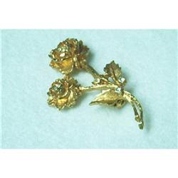 Jewelry-Matte Gold Finished Floral Brooch #890852