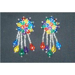 Colorful Plastic Beaded Dangling Earrings #890856