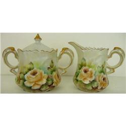 Antique Hand Painted Porcelain Creamer and #891026