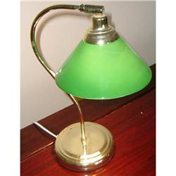 Estate Green globe brass desk lamp shade light #891457