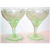 Two Green Tiffin Sylvan Decorated Wine Goblets #904639