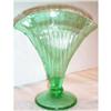 Vintage Green Depression Glass Fan Vase #904654