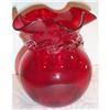 Image 1 : Royal Ruby Art Glass Vase with Rigaree #904659