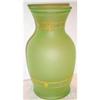 Hand Painted Green Depression Glass Vase #904666