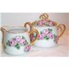 Image 1 : Hand Painted Rose Decorated Cream and Sugar #904683