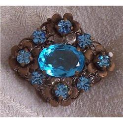 Art Nouveau Czech Bohemia Aqua Glass Paste #905118