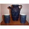 Image 1 : Monk w/Harp Salt Glaze Pitcher w/ 4 Matching #918297