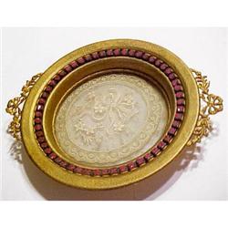 Empire Art Gold Jeweled and Lace Dresser Tray #918509