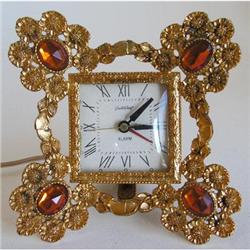 Guild Crest Glass Jewels Ormolu Telechron Clock #918532