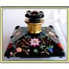 Image 1 : BLACK GLASS ENAMEL PERFUME BOTTLE GEMS FRENCH #919466