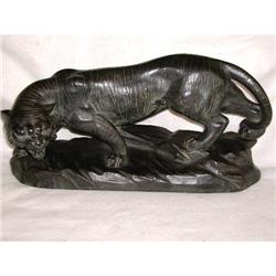 Art Deco Sculpture Tiger Signed C.1920 #922961