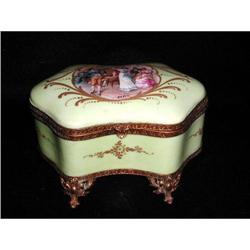 Art Nouveau Porcelain Dresser Box Signed #922962