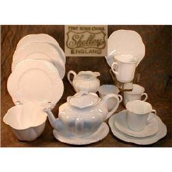 Shelley DAINTY Tea Set: White SERVICE for 6 #923226