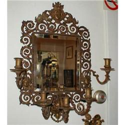 GIRANDOLE Mirror Bronze FACES 5 Candle ANTIQUE #923255