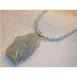 Estate 14K WG Gold Diamond Jade Buddha Pendant #923545