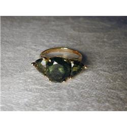 Unique Estate 14K YG Gold Green Tourmaline Ring #923549