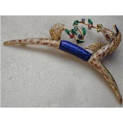 18K Gold Enamel Ruby Sapphire Emerald Horse Pin #923559