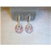 Image 1 : Estate 14K WG Diamond Rose Quartz Drop Earrings #923566