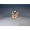 Estate 14K YG Gold Lion Face Mens Ruby Ring #923589