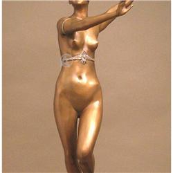 EROTIC NUDE ART DECO BEAUTY LADY BRONZE #923627