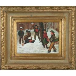 B. Moffat - Snow Fight - ORIGINAL oil painting #933124