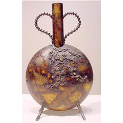 19th c. Japanese Bronze and Gilt Pilgrim Vase  #933158