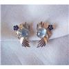 Image 1 : VINTAGE RETRO 14K/AQUA/RUBY/SAPPHIRE EARRINGS #933679