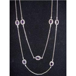 Antique Sterling Silver Amethyst necklace chain #933828